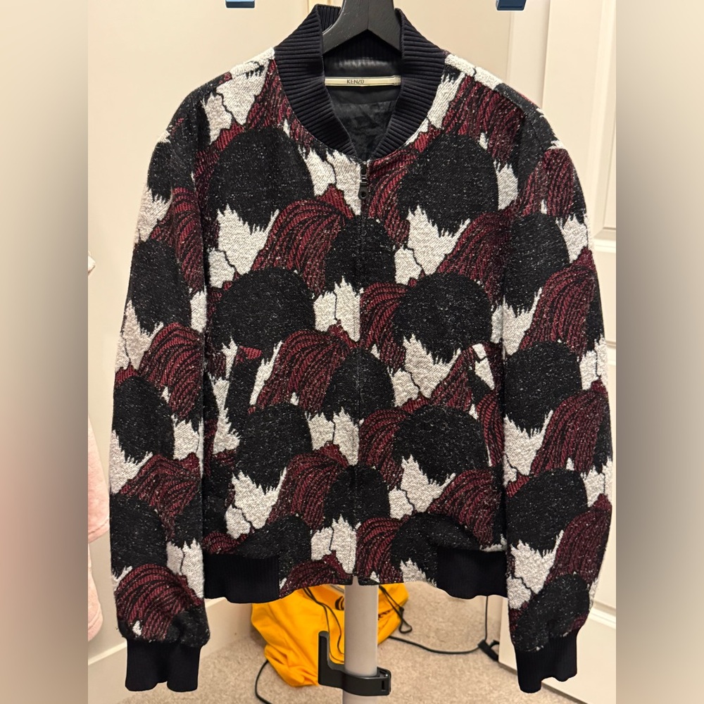 Kenzo Black and Red Patterned bomber Jacket